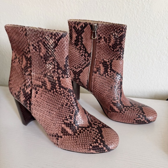 Ann Taylor | Tallulah Snakeskin Embossed Leather Booties - Picture 1 of 6
